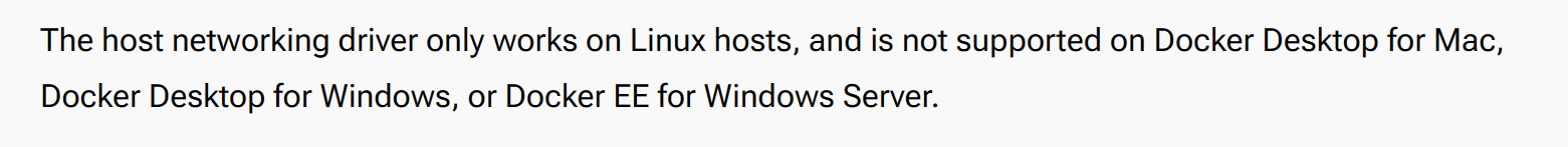 Docker Desktop 不支持 host 网络模式