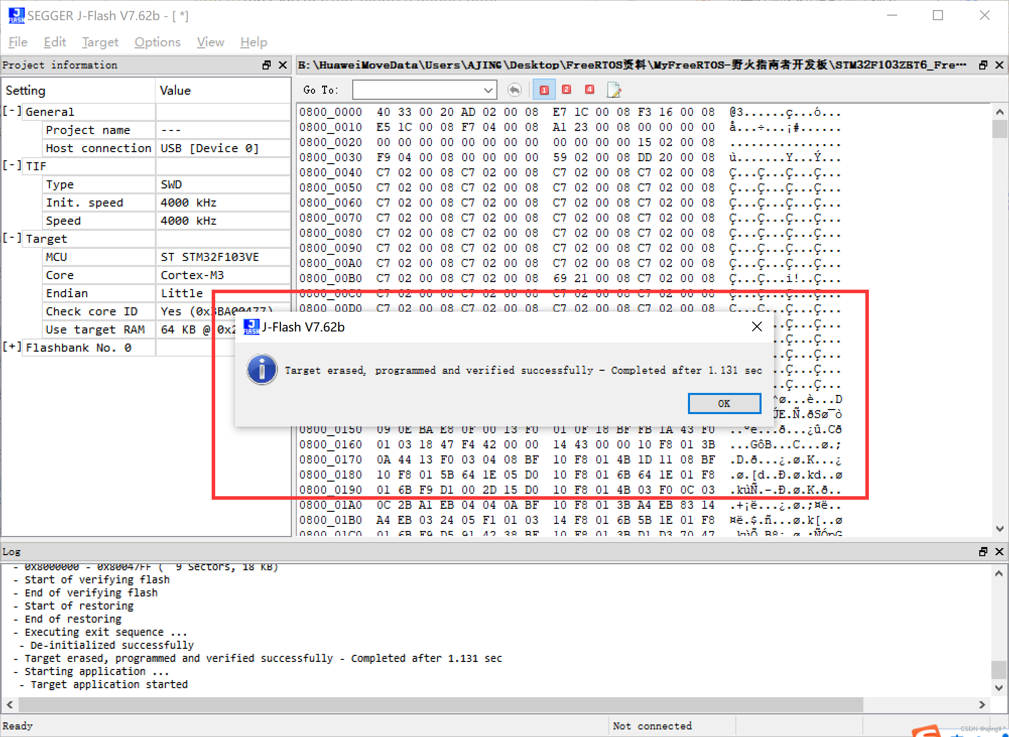 Jlink笔记（1）：使用JFlash下载Hex、Bin文件到单片机_jlink下载hexCSDN博客