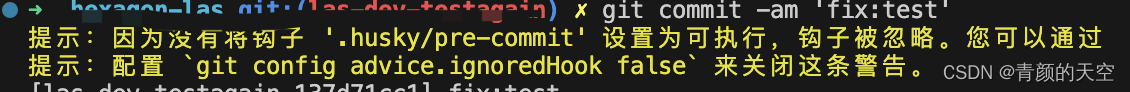 git commit使用husky校验代码格式报错，没有将钩子 ‘.huskypre-commit‘ 设置为可执行，钩子被忽略。
