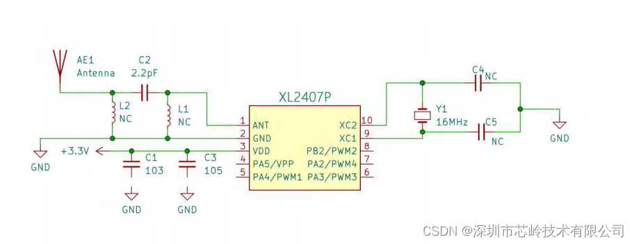 2.4G合封芯片 XL2407P，收发一体