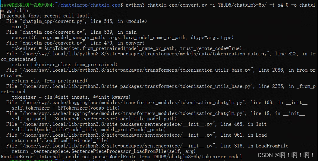 Chatglm Cpp Ubuntu Runtimeerror Internal Could Not Parse Modelproto