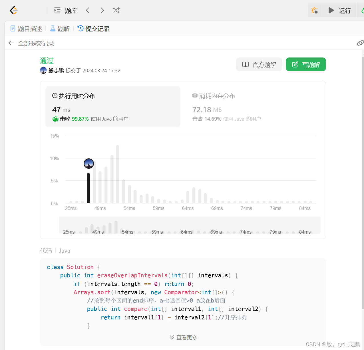 java数据结构与算法刷题-----LeetCode435. 无重叠区间