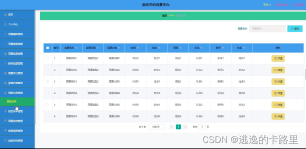 图5.3 晋级名单信息管理界面