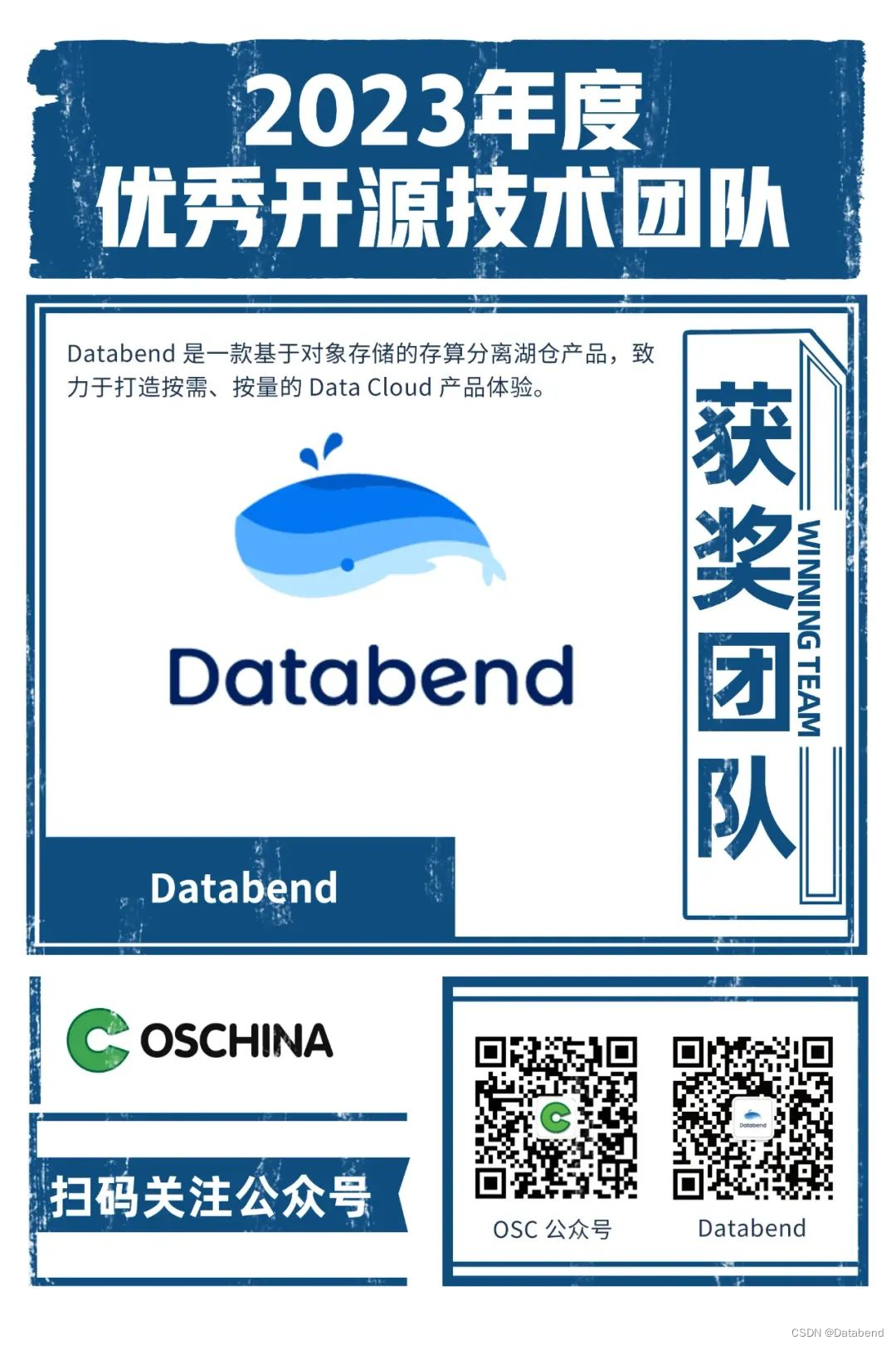 Databend 开源社区上榜 2023 年度 OSCHINA 优秀开源技术团队