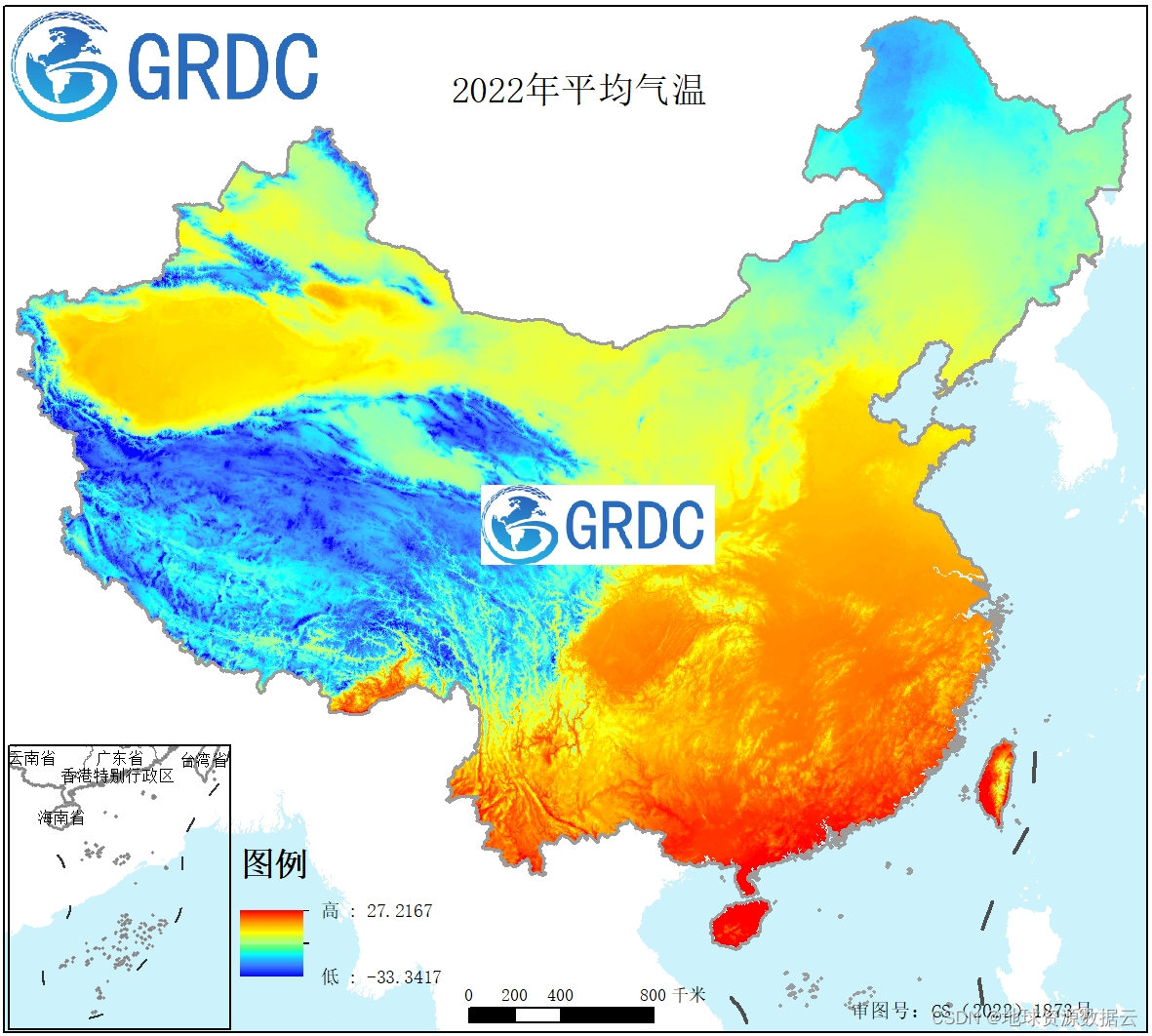 中国1km分辨率年平均气温数据集