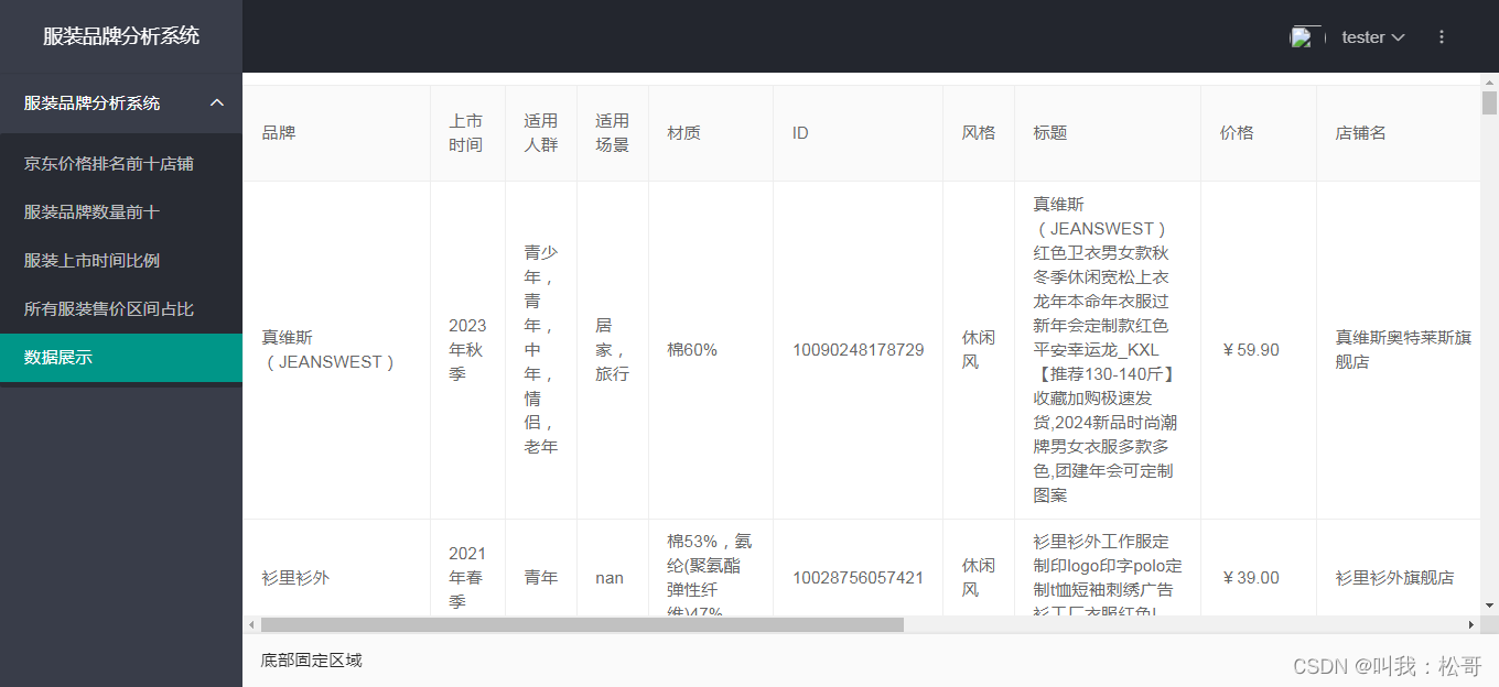 基于Python flask京东服装数据分析可视化系统，可视化多种多样