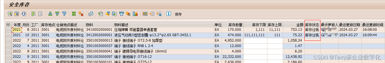 SAP_ABAP_MM_安全库存_设计方案+实现代码（MARD_MBEW ）_ALV_行列控制动态编辑