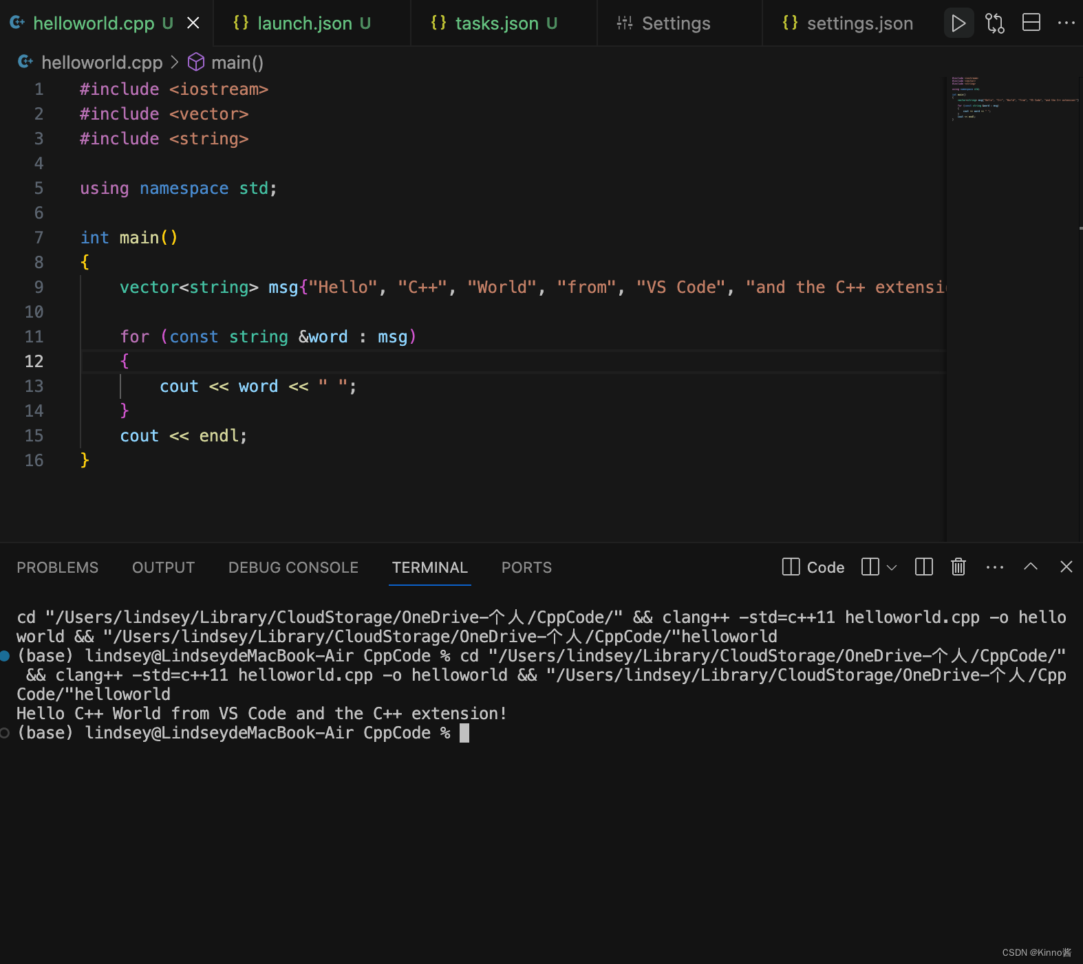 配置vscode，使其可以运行C++11特性的代码（如vector）