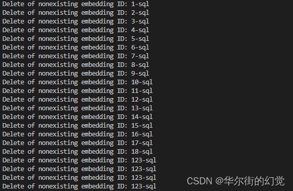 Chroma向量数据库报错Delete of nonexisting embedding ID: 123-sql