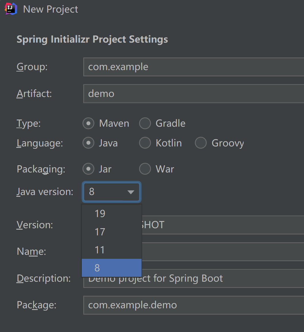 『踩坑记录』IDEA Spring initialzr新建Spring项目不能选择jdk8的解决方法