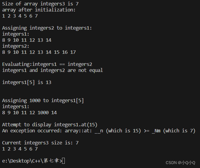 C++大学教程（第九版）7.19 将7.10节vector对象的例子转换成array对象