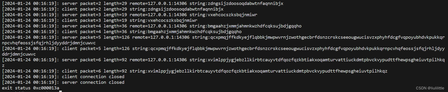 Golang TCP/IP<span style='color:red;'>服务器</span>/<span style='color:red;'>客户</span><span style='color:red;'>端</span><span style='color:red;'>应用</span>程序，设计一个简单可靠帧<span style='color:red;'>传送</span>通信协议。（并且正确处理基于流式控制协议，带来<span style='color:red;'>的</span><span style='color:red;'>应用</span><span style='color:red;'>层</span>沾帧[沾包]问题）