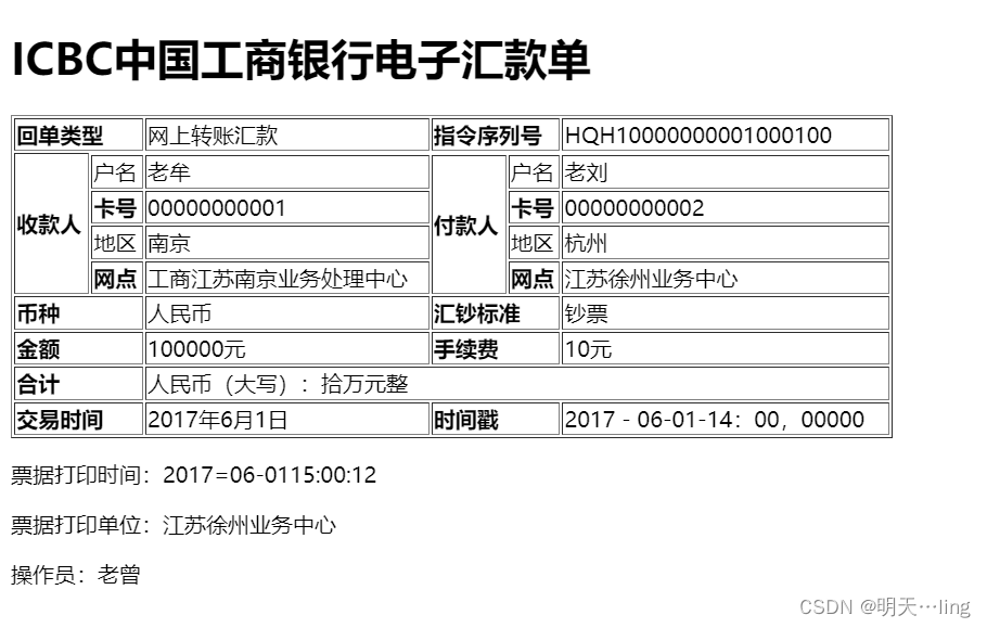 icbc中国工商银行电子汇款单