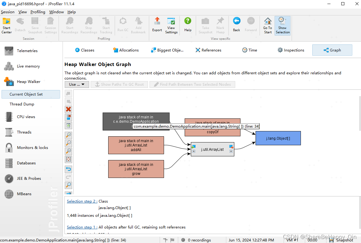 JProfiler 性能分析案列——dump.hprof 堆内存快照文件分析排查内存溢出