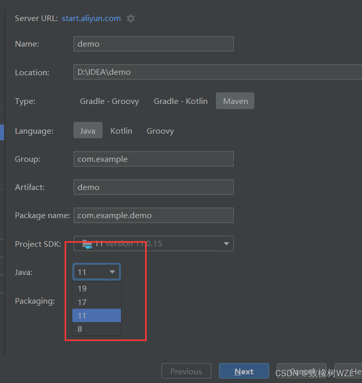 解决Spring Initializr只能创建为Java 17版本以上的问题,不能选择jdk11?_spring initializr项目创建 ...