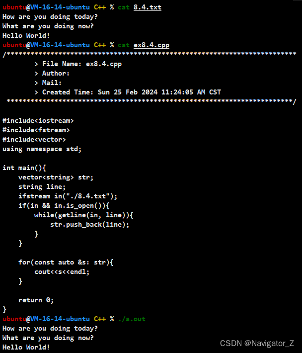 C++ //练习 8.4 编写函数，以读模式打开一个文件，将其内容读入到一个string的vector中，将每一行作为一个独立的元素存于vector中。