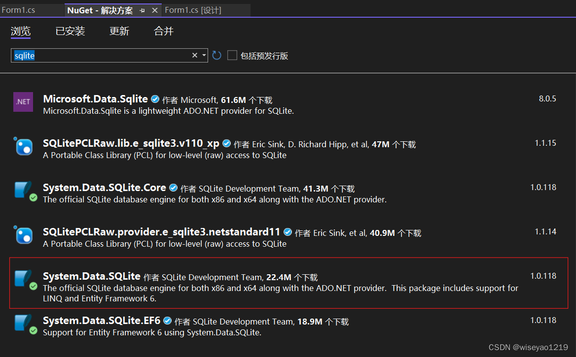 c# sqlite使用