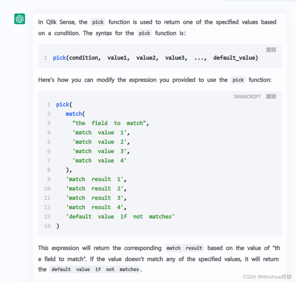 Qlik sense : use the pick and match function together