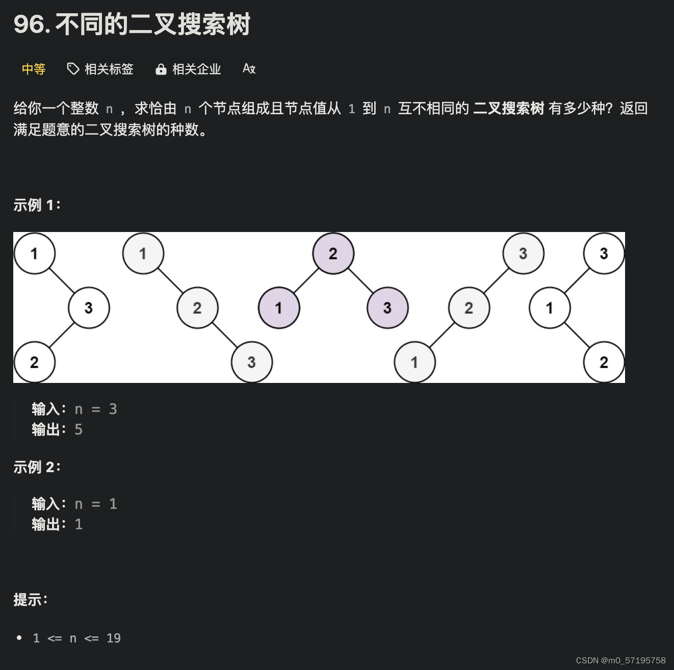 Java | Leetcode Java题解之第96题不同的二叉搜索树