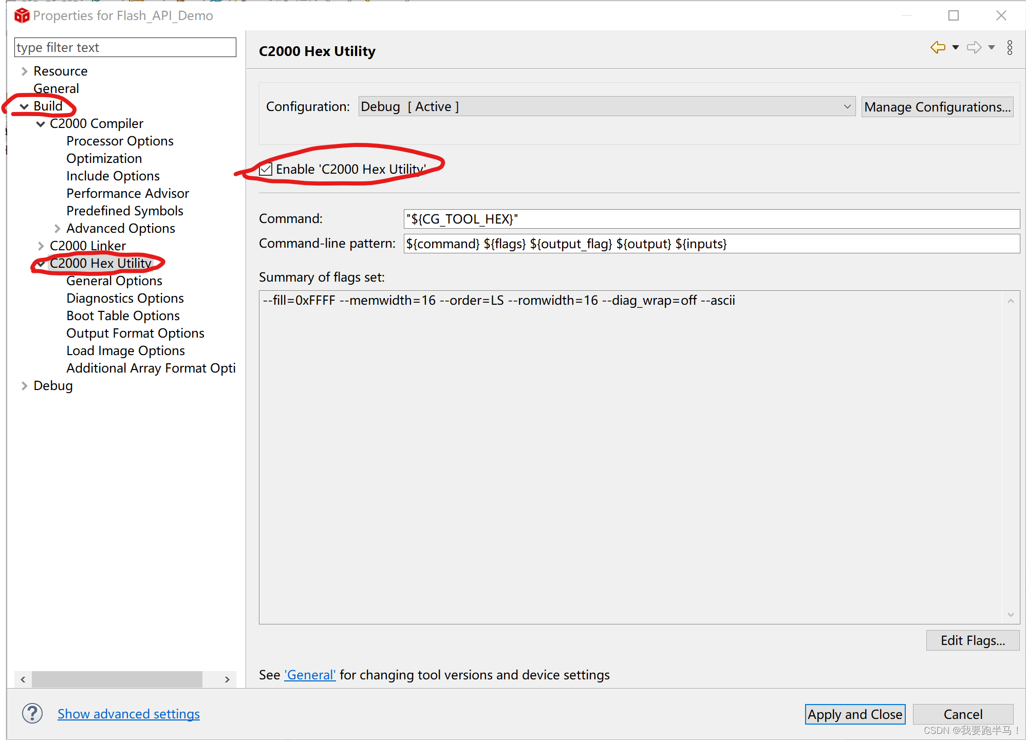 Enable 'C2000' Hex Utility