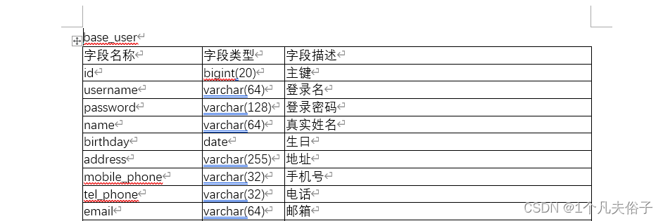 利用poi实现将数据库表字段信息导出到word中