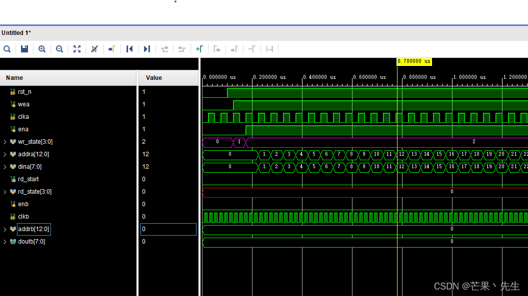 Xilink <span style='color:red;'>简单</span><span style='color:red;'>双</span>口<span style='color:red;'>ram</span> ip<span style='color:red;'>的</span>读写仿真