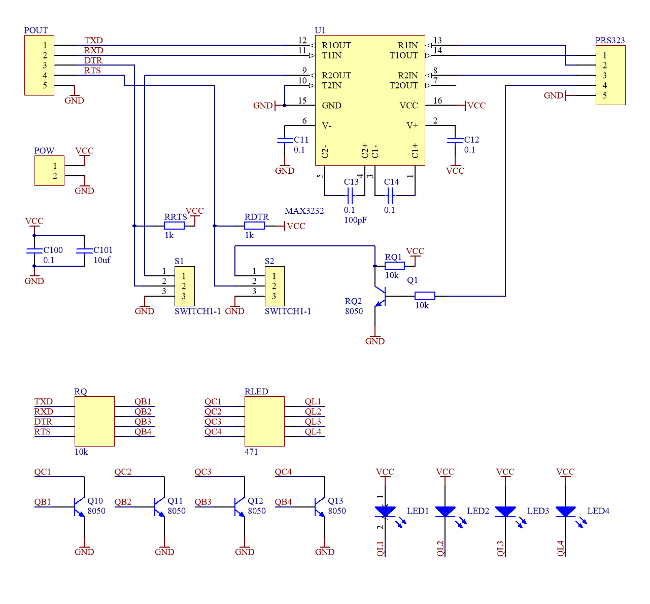 通过8050三极管补充一个电平转换电路.