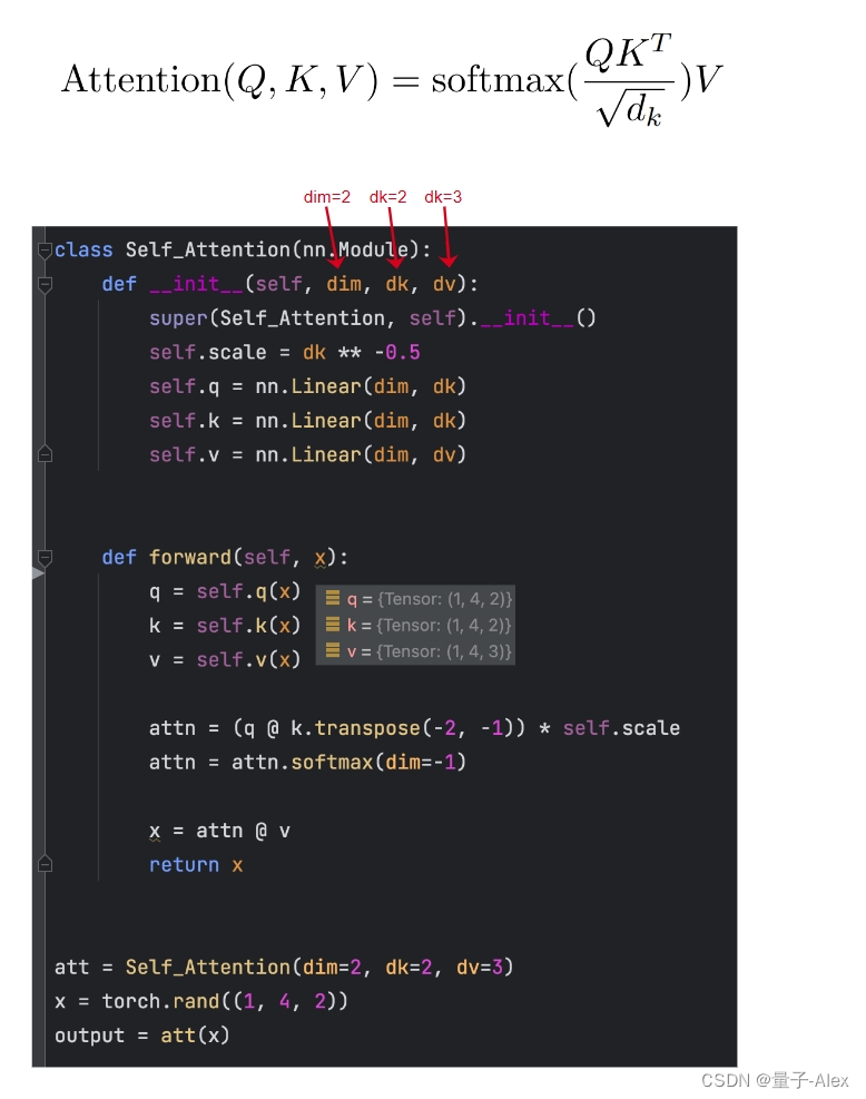 【<span style='color:red;'>Transformer</span>】single self-attention<span style='color:red;'>的</span><span style='color:red;'>Pytorch</span><span style='color:red;'>实现</span>