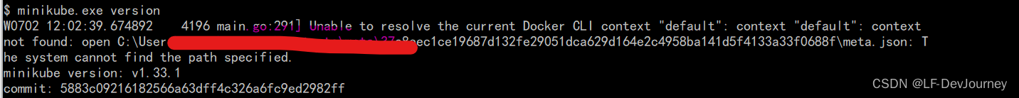 Minikube Unable to resolve the current Docker CLI context “default“