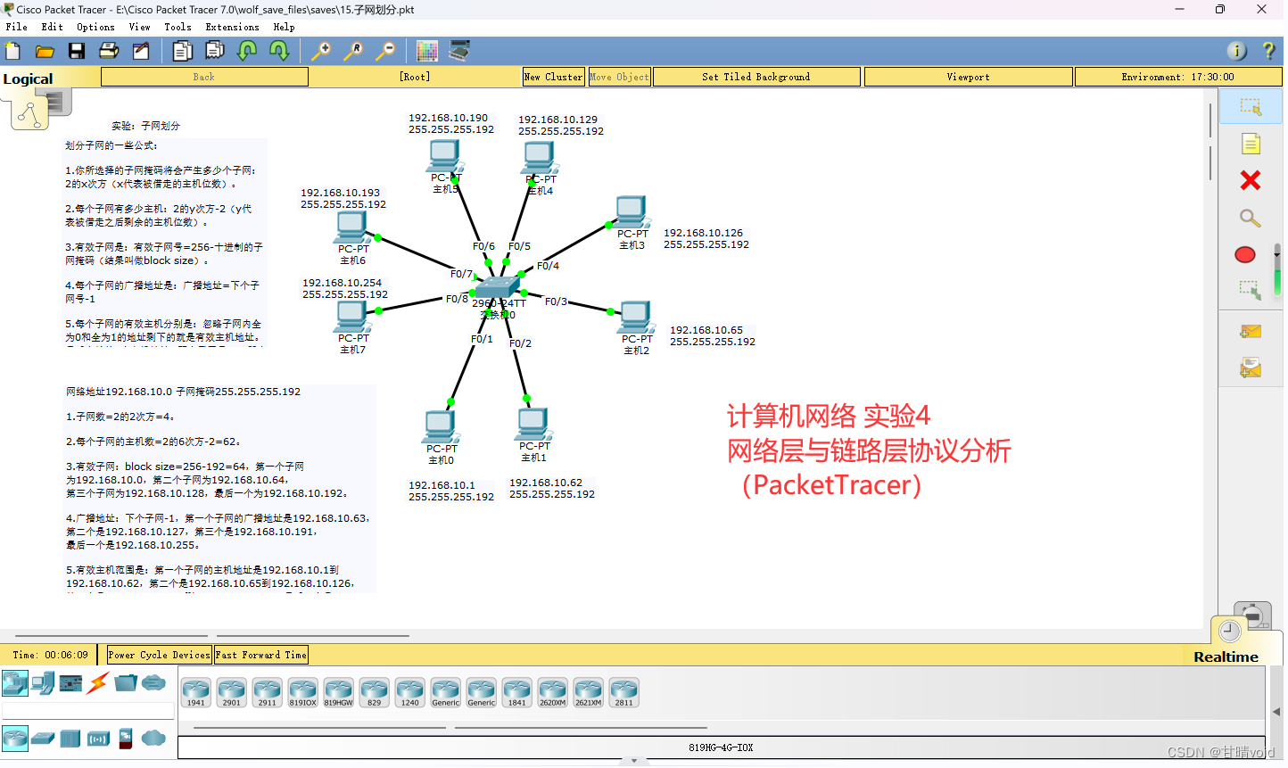 HNU-计算机网络-实验4-网络层与链路层协议分析（<span style='color:red;'>PacketTracer</span>）