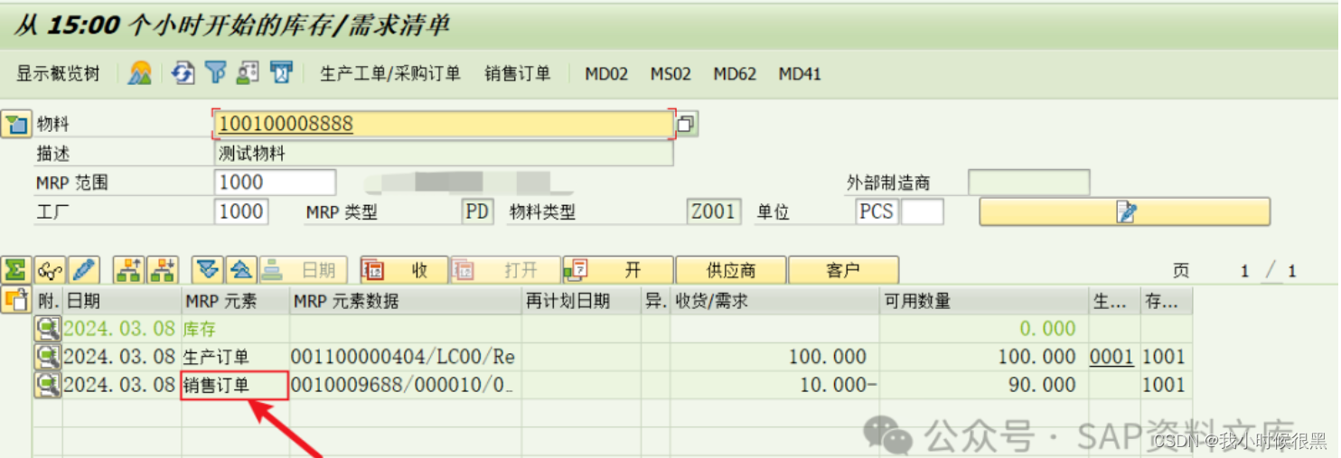 SAP MD04界面中MRP元素翻译