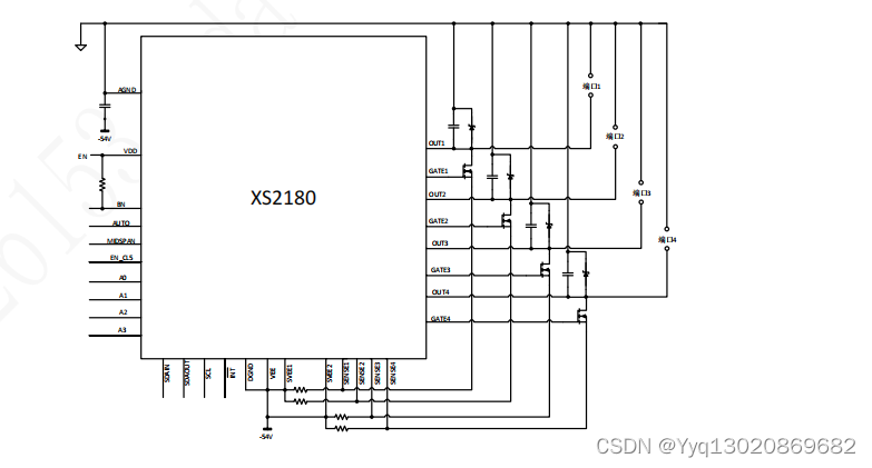 XS2180四通道，兼容 IEEE 802.3at/af以太网供电 PSE 控制器 V1.0