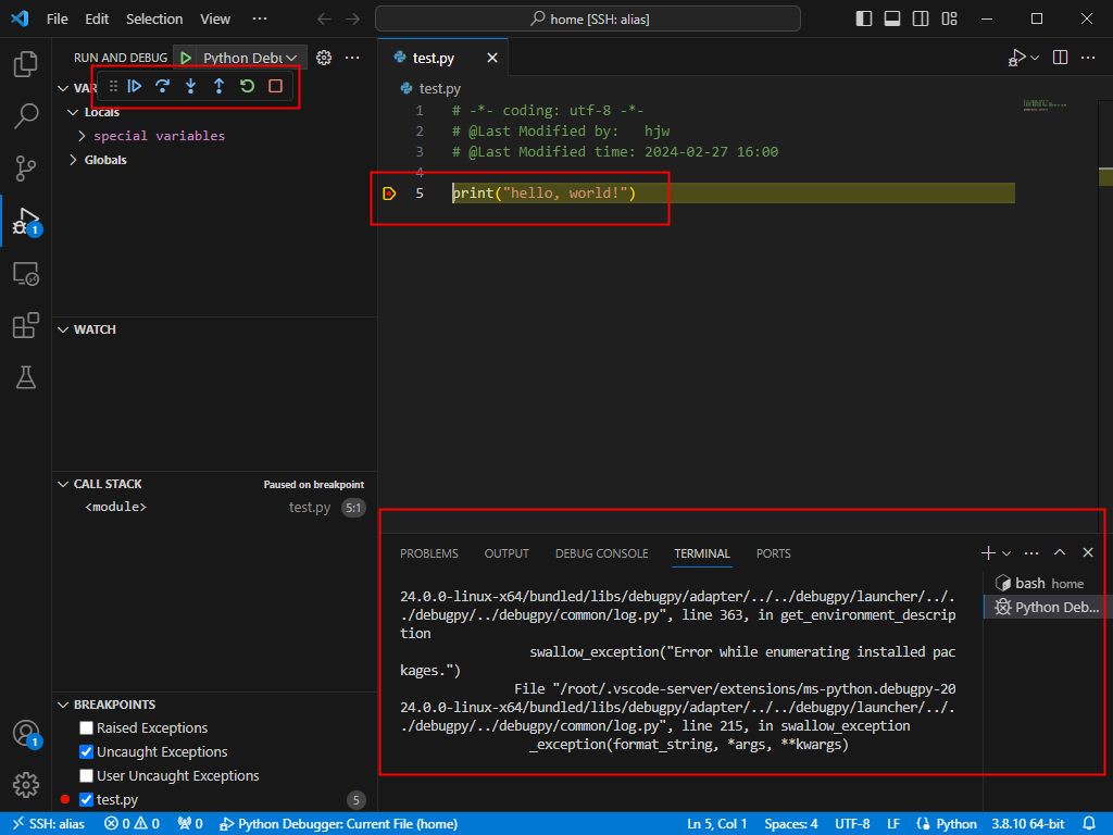 VS Code（Visual Studio Code）本地（local）和远程（ssh）Docker Container 下的 Python 开发和调试