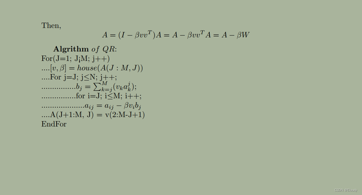 LAPACK xgeqr2.f 算法总结推导