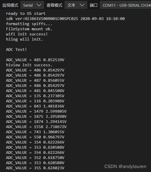 Hi3861 OpenHarmony嵌入式应用入门--ADC