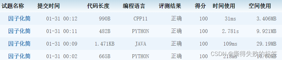 CCF-CSP 202312-2 因子化简（Java、C++、Python）