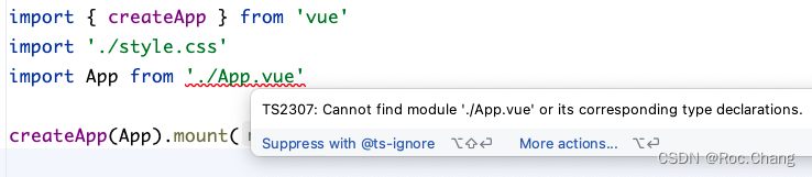 TS2307: Cannot find module ‘./App.vue‘ or its corresponding type declarations.