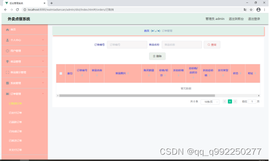 基于ssm+vue的外卖点餐系统论文