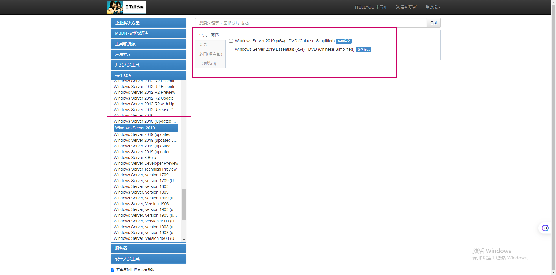 Windows Server 2019 Standard 和 Datacenter 版本差异比较