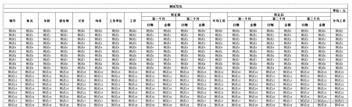 easyexcel复杂表头导出