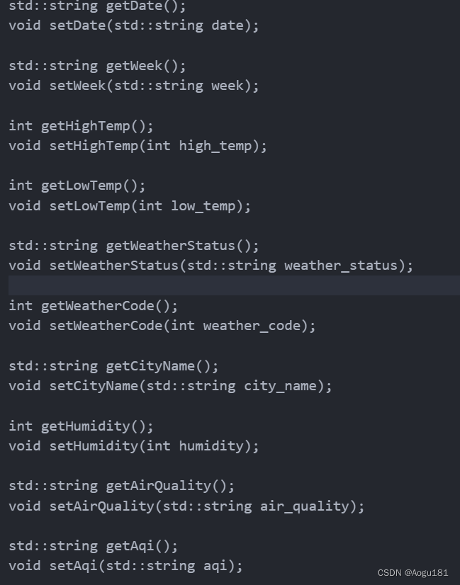 C++实现自动生成c++类中的属性的get和set方法