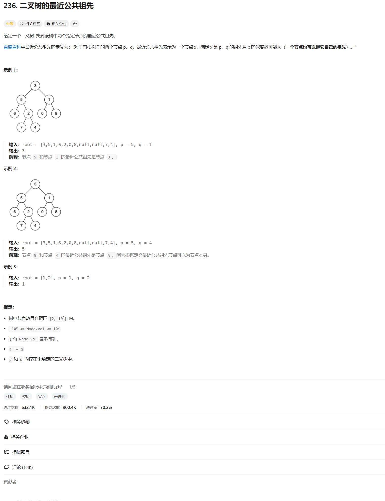 力扣hot100 二叉树的最近公共祖先 递归