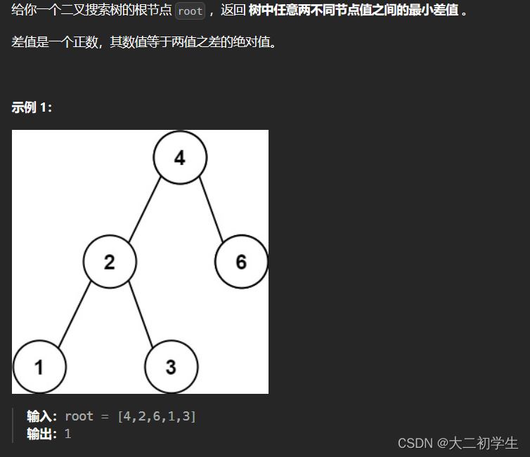 刷代码随想录有感（56）：二叉搜索树的最小绝对差