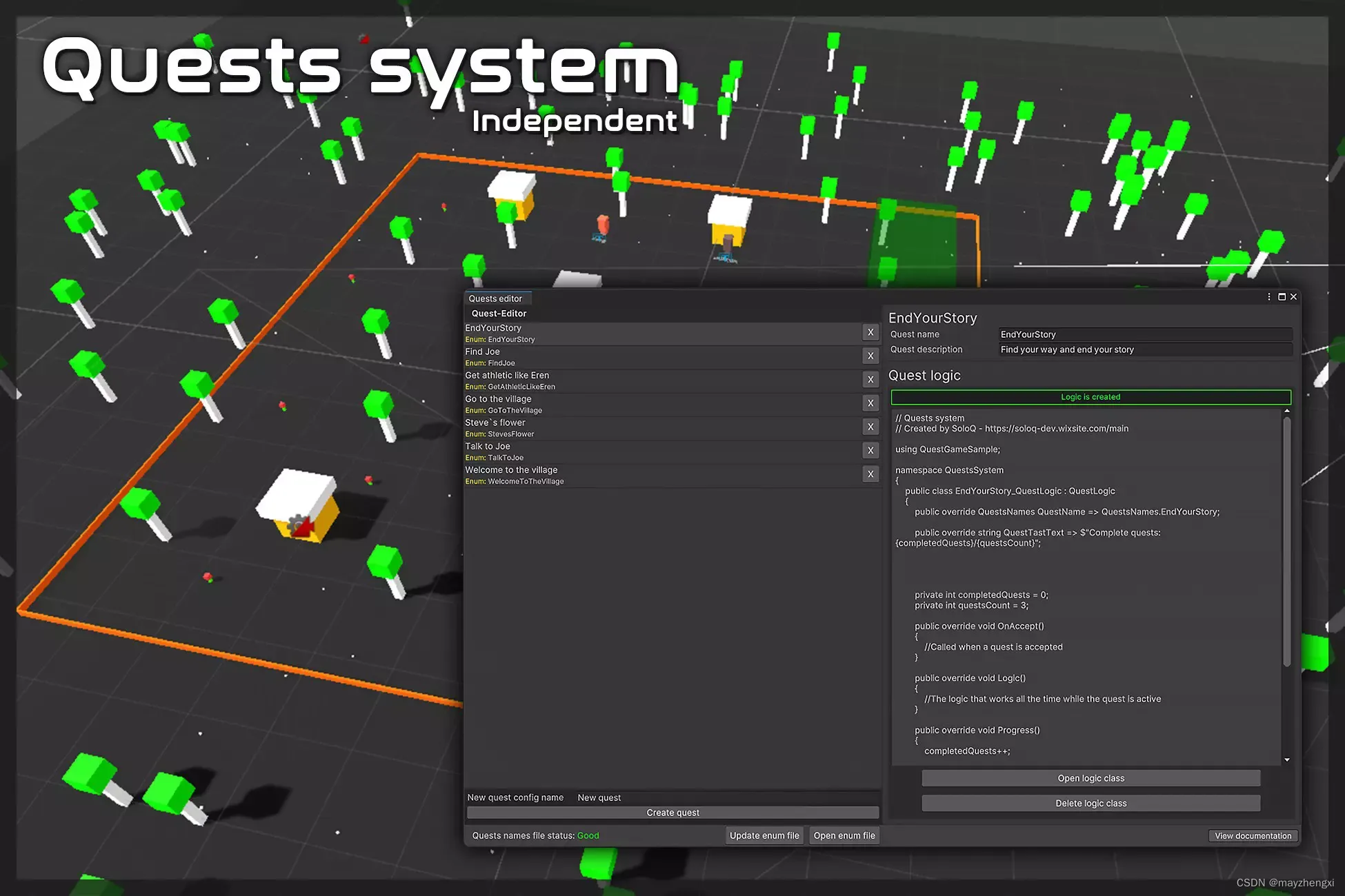 Quests system for Unity