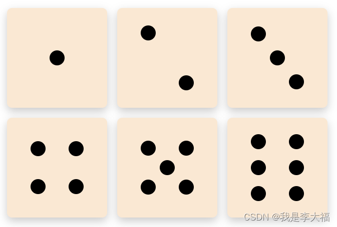 使用flex布局写6种骰子