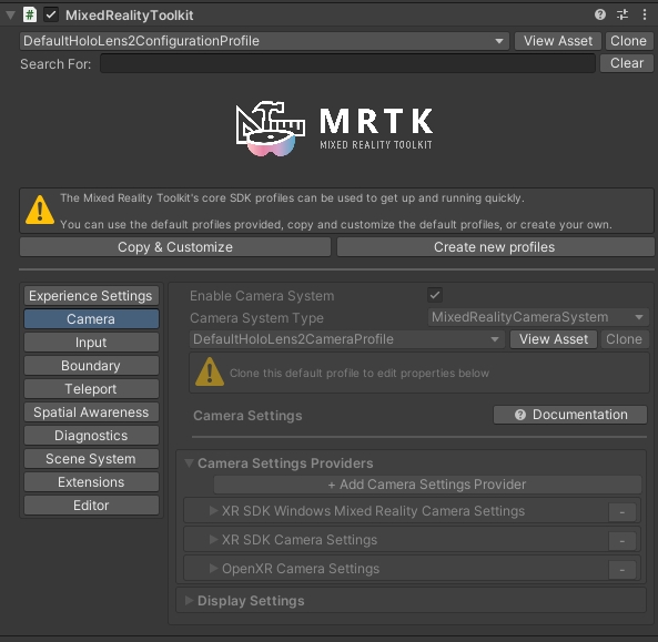 Unity之Hololens2开发MRTK Profile详解