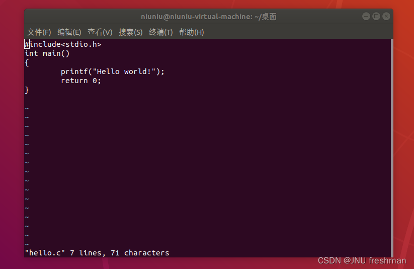 Linux ubuntu 写c语言Hello world