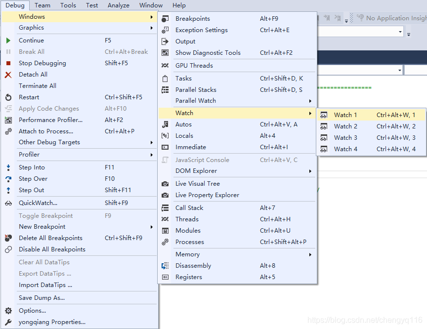 Visual Studio 2013 - 调试模式下查看监视窗口