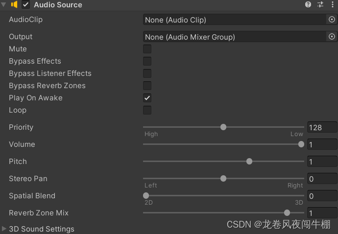 【Unity入门】声音组件AudioSource简介 及实现声音的近大远小