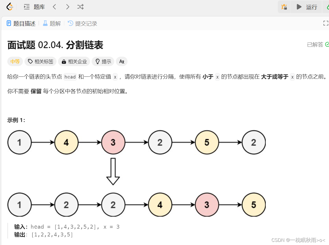 Leecode之分割链表